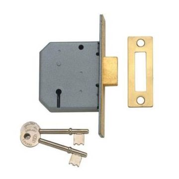 Union 2177 3 Lever Deadlock 76mm Polished Brass