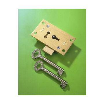 248 Brass 76mm 2 Lever Straight Cupboard Lock To Pass
