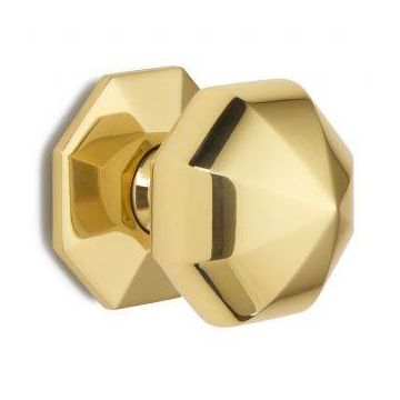 1751C 63mm P.Brass Octagonal Centre Door Knob