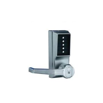 Unican Ll1021 Satin Chrome Left Hand Lever Handle Digital Door Lock With Key Bypass