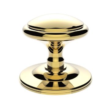 M61 Round Centre Door Knob Polished Brass