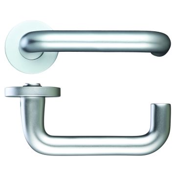 Zoo ZAA030SA Safety Lever Door Handles On Round Roses Aluminium To BS8300