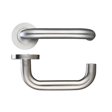 Zoo ZCS030SS Safety Lever Door Handles On Round Roses Stainless Steel (304) BS8300