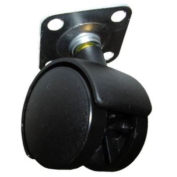 Tw40Pl 40Mm Twin Wheel Black Plastic Castor On Plate