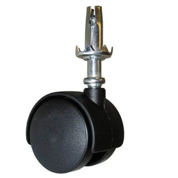 Tw50Ss 50Mm Twin Wheel Black Plastic Castor With Stem & Socket