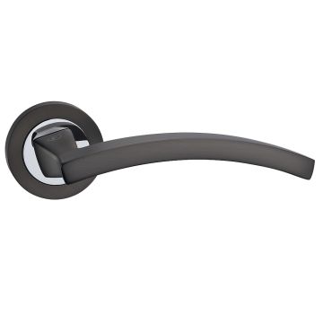 Fortessa Gotham Polaris Round Rose Door Handle Gun Metal & Polished Chrome