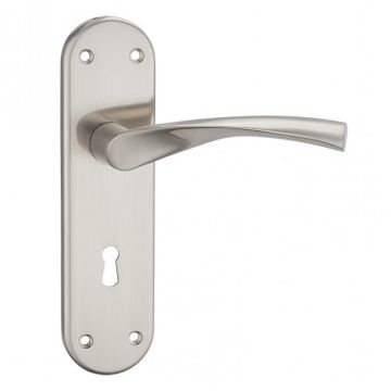 Fortessa Verto Lock Backplate Door Handle Satin Nickel