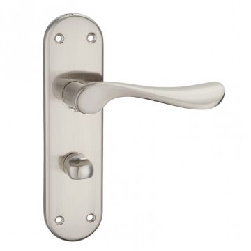 Fortessa Wave Bathroom Backplate Door Handle Satin Nickel