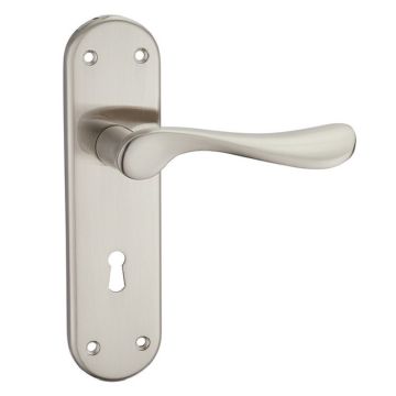 Fortessa Wave Lock Backplate Door Handle Satin Nickel