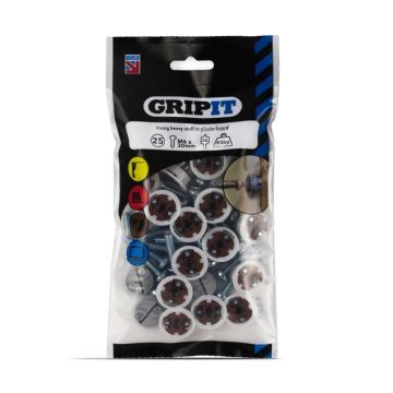 Gripit Brown 20mm Plasterboard Fixing Pack of 25
